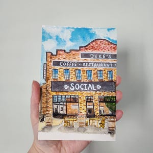 SOCIAL Coffeehouse & Cocktail Bar - 4x6 Watercolor Matte PRINT - Southern Maryland Cafe Art