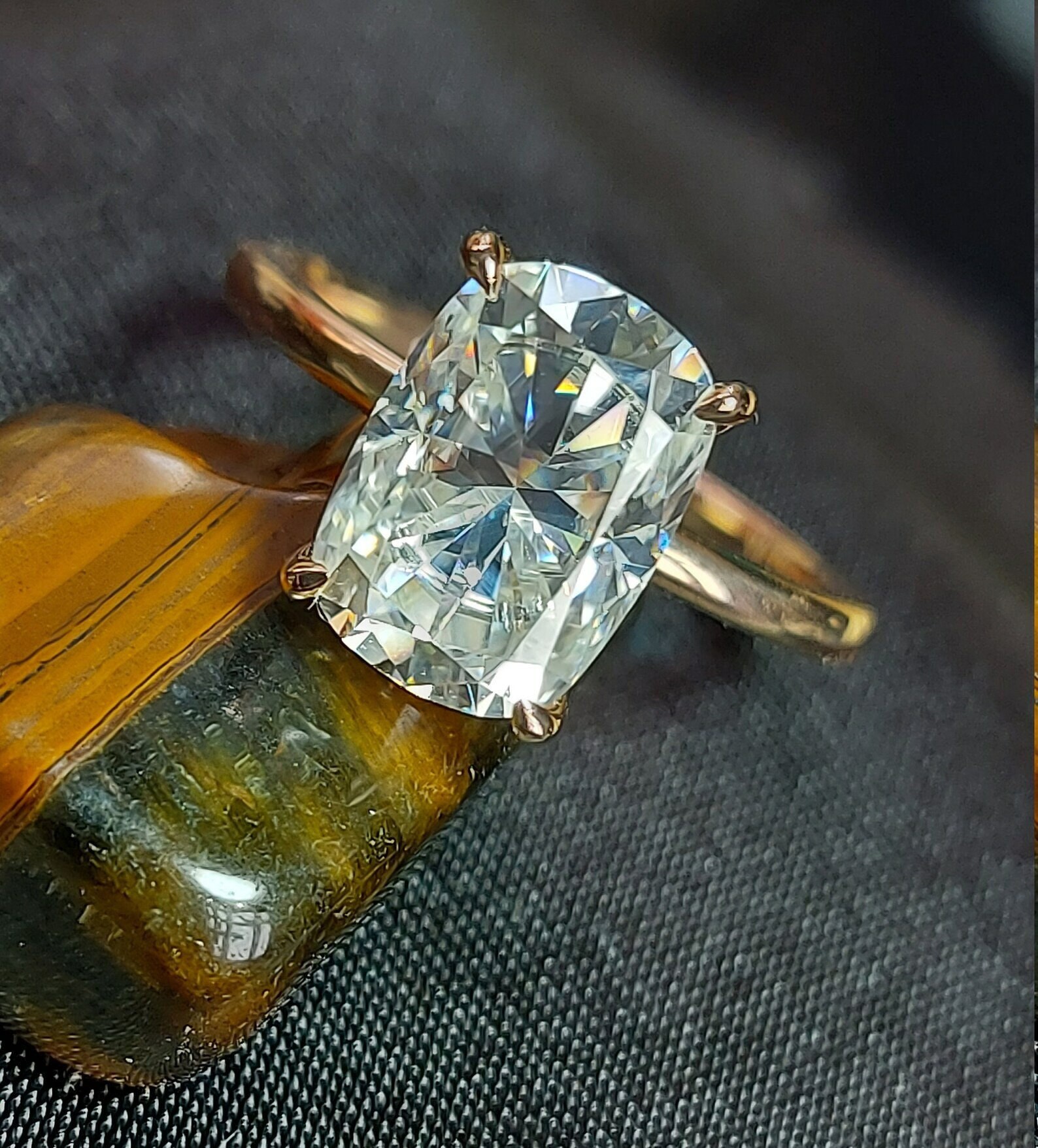 4CT Cushion Cut Solitaire Ring, Engagement Ring, Cushion Cut Wedding Ring, Anniversary Gift For Women, 14K Solid Gold Cushion  Cut Ring