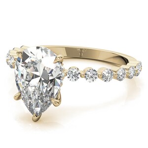 Pear Cut Lab Grown Diamond Engagement Solitaire Ring - 14k Gold Proposal Ring - 2.00 Carat E Color VS1 Clarity - Anniversary Gift for Women