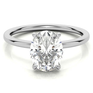 2 CT Hidden Halo Engagement Ring - IGI Certified Oval Lab Grown Diamond Ring - Oval Solitaire Ring - Oval Bridal Promise Ring for Women