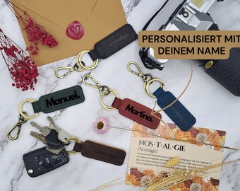 Schlüsselanhänger Personalisiert mit deinem Name | echtes Leder | Robust | Retro | Handgefertigt | Handwerkskunst | Geburtstag | Geschenk