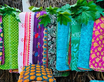 Groothandel veel Indiase vintage kantha-quilt katoen assortiment veelkleurig handgestikte omkeerbare boho sprei 85 x 55 inch