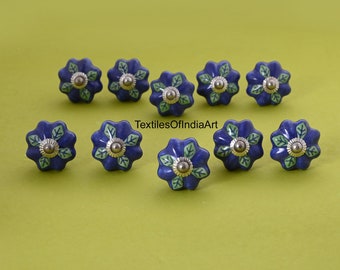 Keramische deurknoppen Blue Tomato Floral Vintage Multicolor handgeschilderde keramische kast kast keukenkast lade trekt set van 10 knoppen