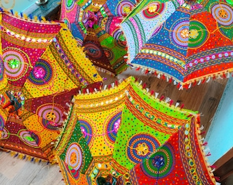 Wholesale 5 Pcs Lot Indian Wedding Umbrella Diwali Birthday Decor Boho Sun Cotton Parasol