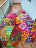 Wholesale Lot Indian Wedding Umbrella Elephant print Decorations silk Umbrella Cotton Christmas Home Decor Embroidered Umbrellas 24 Inches product logo