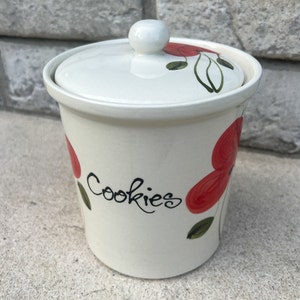 Barattolo di biscotti con papavero rosso / Contenitore moderno per biscotti dipinti a mano / Bellissimo regalo per un amante dei biscotti