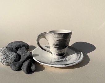 Modern Espresso cup /Ceramic Espresso cup / Coffee cup and plate