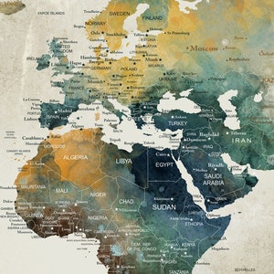 World Map Colorful Wall Art Poster Abstract Wall Art Gallery - Etsy