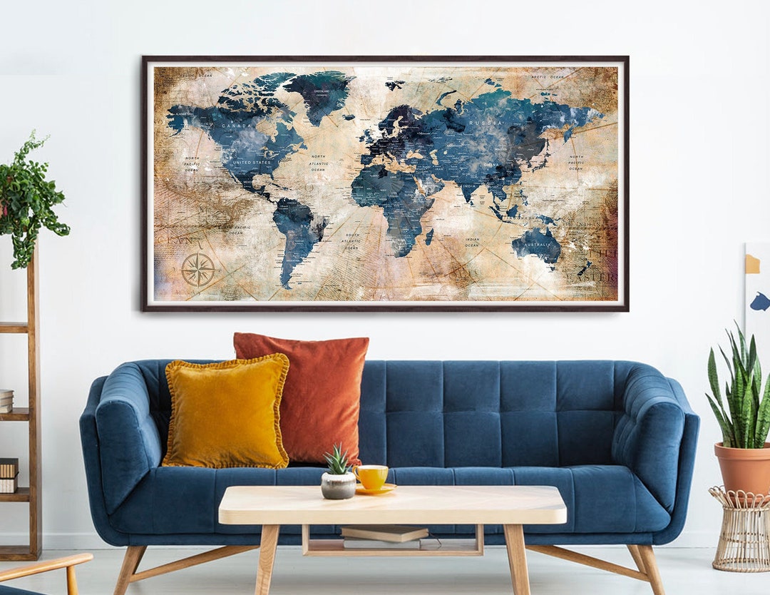 World Travel Map Print Unframed World Map Poster Etsy