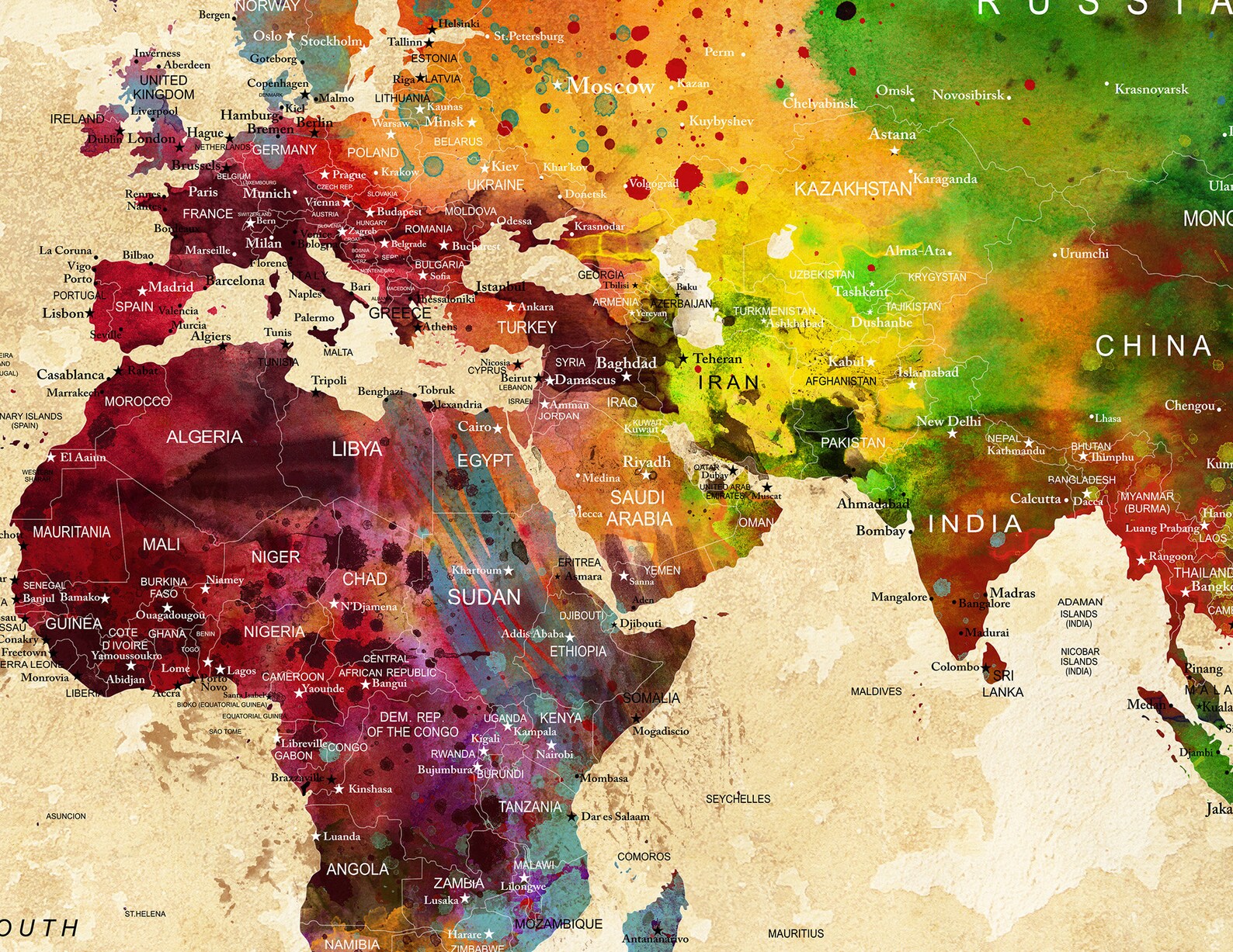 Large World Map Poster,push Pin World Map,world Map Pushpin,world Map Art,travel Map Poster