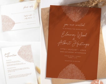 Wedding Invitation BUNDLE, Details & RSVP, Fall Leaves suite, Instant Download, Customisable Template, Printable, Fall Autumn Wedding