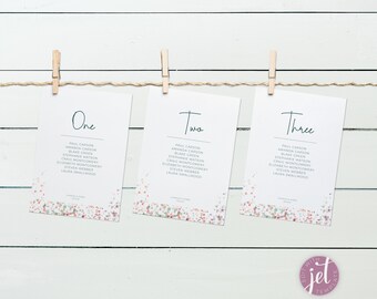 Wedding Table, Place Settings card, 'Watercolor Confetti' suite, CARNIVAL, Instant Download, Customisable Template, Printable