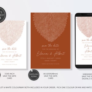 Wedding Save the Date card, Digital Evite, Fall Leaves suite, Instant Download, Customisable Template, Printable, Fall Autumn Wedding image 5