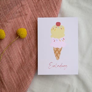 Invito di compleanno con gelato, invito per festeggiare il compleanno della bambina con gelato