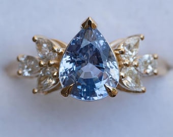Tanzanite Pear Ring: 925 Sterling Silver Vintage Engagement Ring