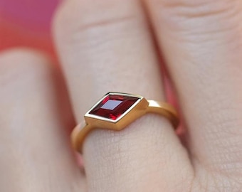 Red Spinel Kite Ring: Sterling Silver Solitaire Engagement Ring
