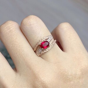 Vintage Lab-Created Ruby Ring: 925 Sterling Silver Engagement Ring
