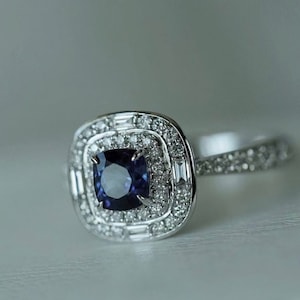 Blauer Saphir Ring Echter Blauer Saphir Verlobungsring Solitär Ring 925 Sterling Silber Ring für Ihren Love Royal Saphir Ehering