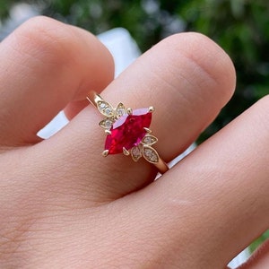Pink Spinel Marquise Ring: Diamond Accent Engagement Ring