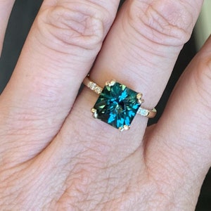 Green Tourmaline Ring: 925 Sterling Silver, Octagon Cut
