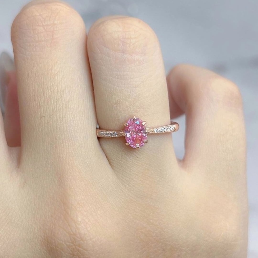 Pink Moissanite Ring for Her Personalized Gift for Her Vintage Ring ...