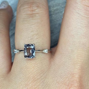Grey Spinel Ring: 925 Sterling Silver, American Diamond Accents