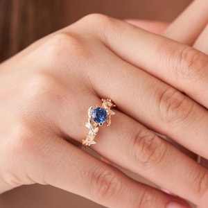 Blauer Saphir Einzigartiger Ring Echte Schöne Saphir Verlobungsring Solitär Ring 925 Sterling Silber Ring Personalisiertes Geschenk für Sie