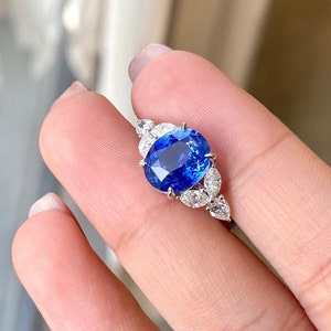 Blauer Saphir Ring Echte Blauer Saphir Verlobungsring Solitär Ring 925 Sterling Silber Ring Ring Für Sie Personalisiertes Geschenk Für Sie