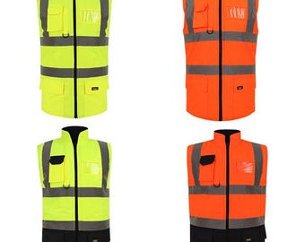 Hi Vis Bodywarmer Safety Security Reversible Workwear Body Warmer