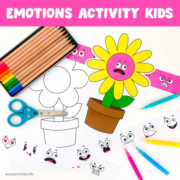 Emotions Activity Kids feelings activity Preschool Activity emotions toddler flower printable emotions game kindergarten craft homeschool