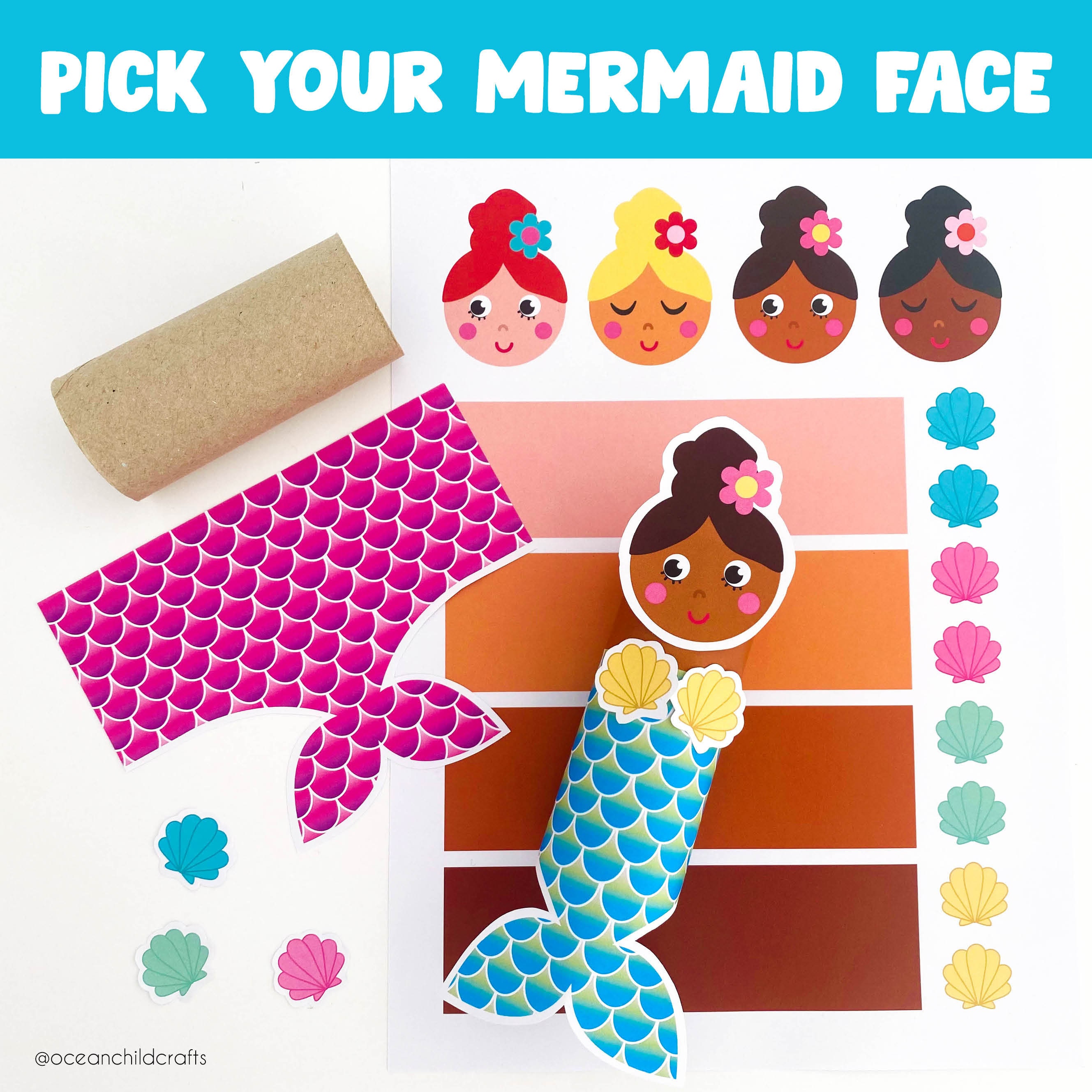 Mermaid Craft Printable Little Mermaid Party Activity Girls - Etsy