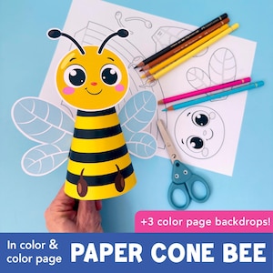 Low Prep Bee Craft Printable | Spring Insect Craft for Kids | Bees Fine Motor Activity Preschool, Kindergarten Cut and Glue Craft Bee