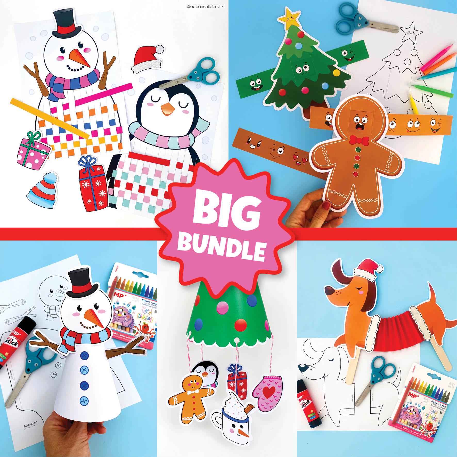 BIG Christmas Printable Bundle Kids Holiday Craft Templates Coloring ...