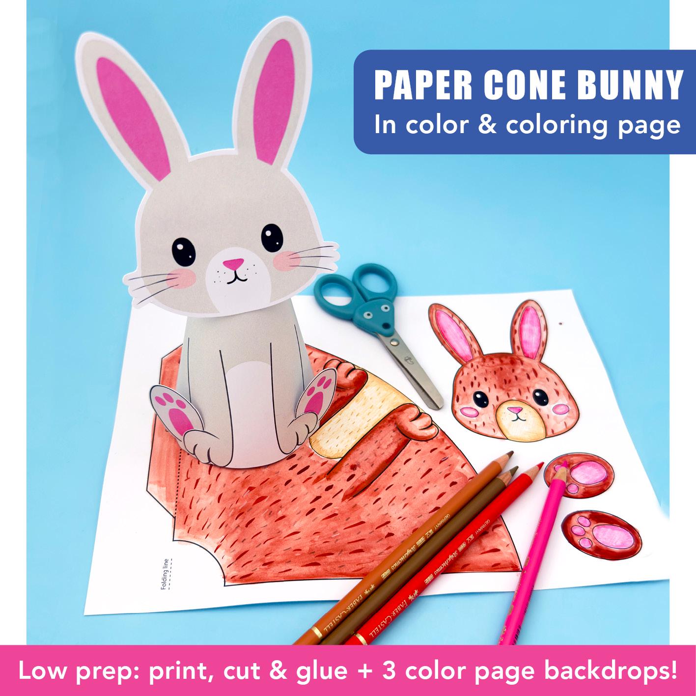 Paper Cone Bunny Craft | Easter Craft for Kids | Printable Cut and Glue ...