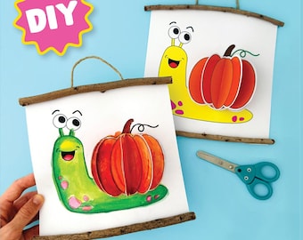 Low Prep Pumpkin Craft Printable |  Fall & Halloween Activity for Kindergarten to Second Grade Classroom | 3D Pumpkin Snail Paper Craft Kids