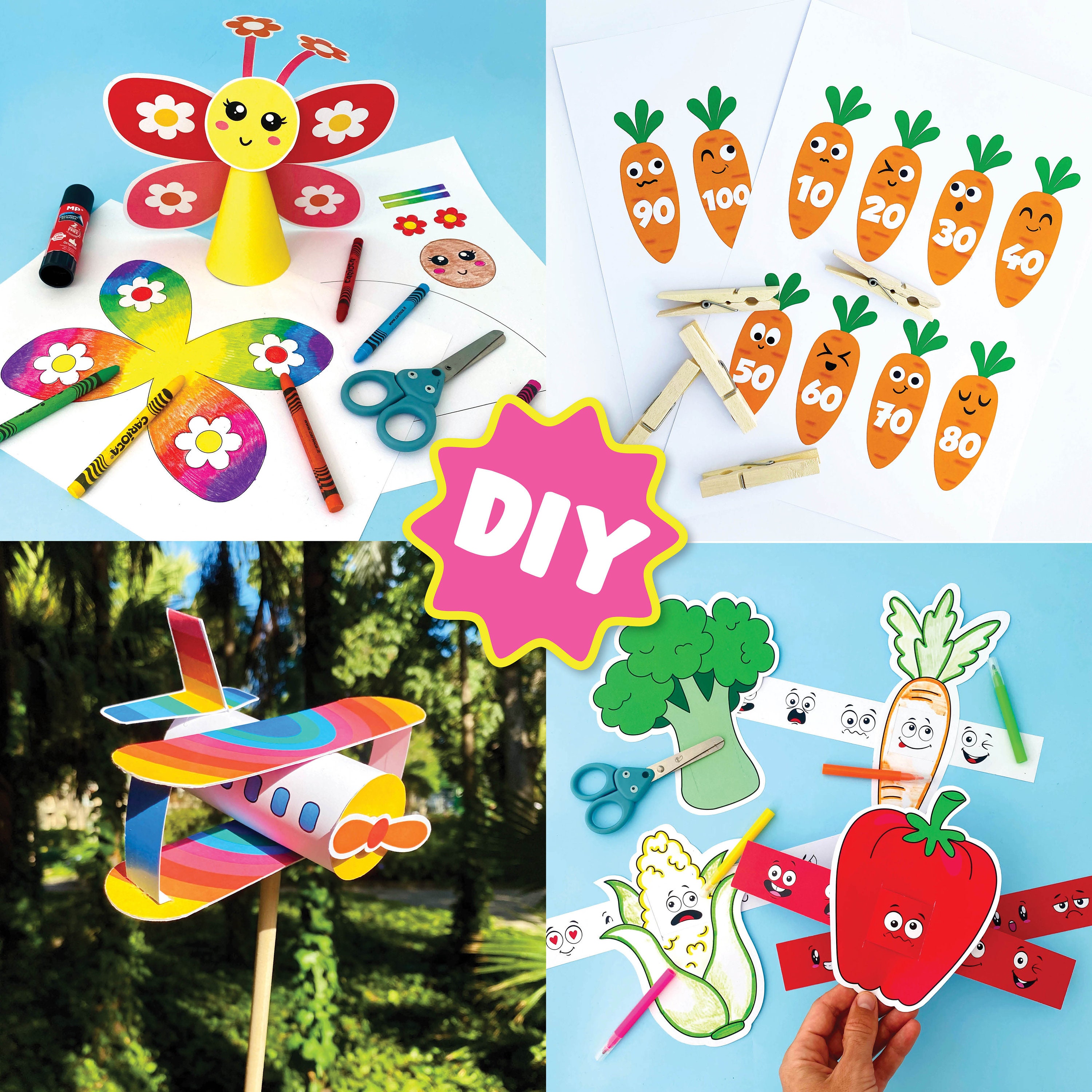 Kids Crafts Printable Bundle: Coloring Pages, Learning Activities (DIY ...