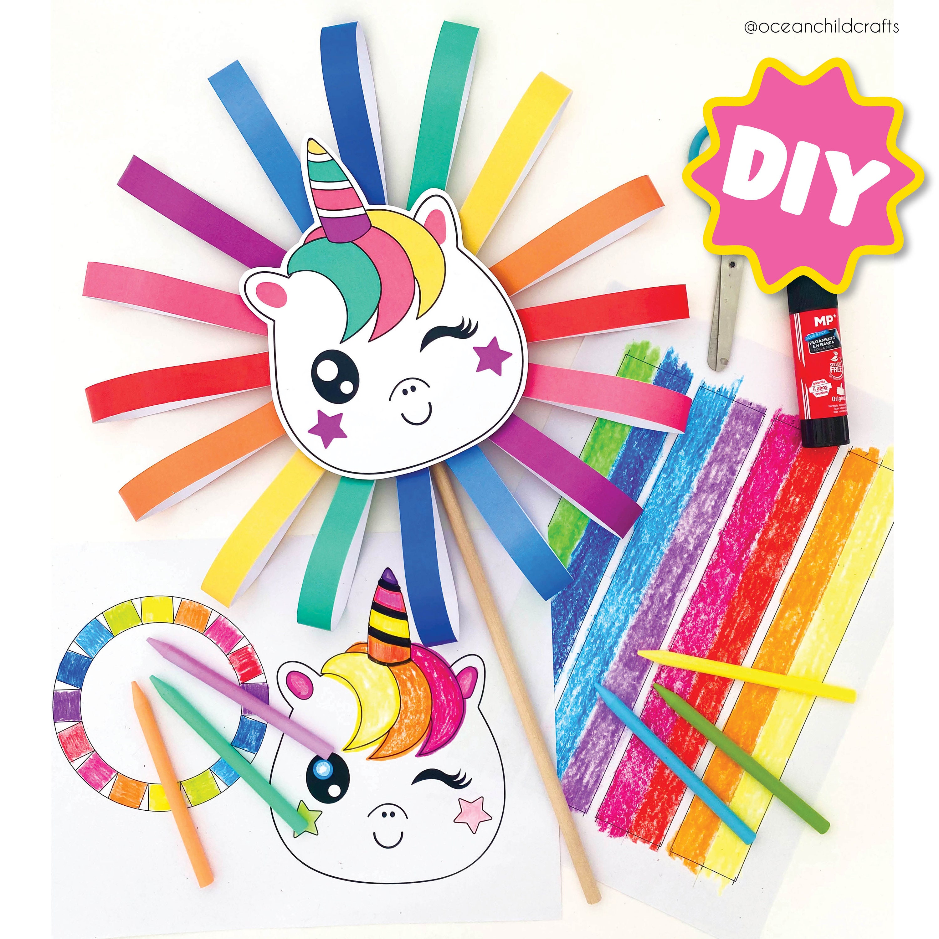 Printable Unicorn Craft Kids Rainbow Art Activity Unicorn Birthday…