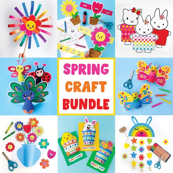 BIG Spring Craft Printable Bundle Kids Low Prep Activities Spring Animals Coloring Page Homeschool Art Activity Easter Template Classroom