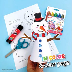 Bauen Sie einen Schneemann Papier Handwerk Vorlage Winter Aktivität Homeschool Craft Schneemann Printable Vorschul Aktivität Klassenzimmer Kunst Projekt Weihnachten