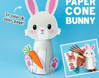 Paper Cone Bunny Craft | Easter Craft for Kids | Printable Cut and Glue Activity | Low Prep 3D Bunny