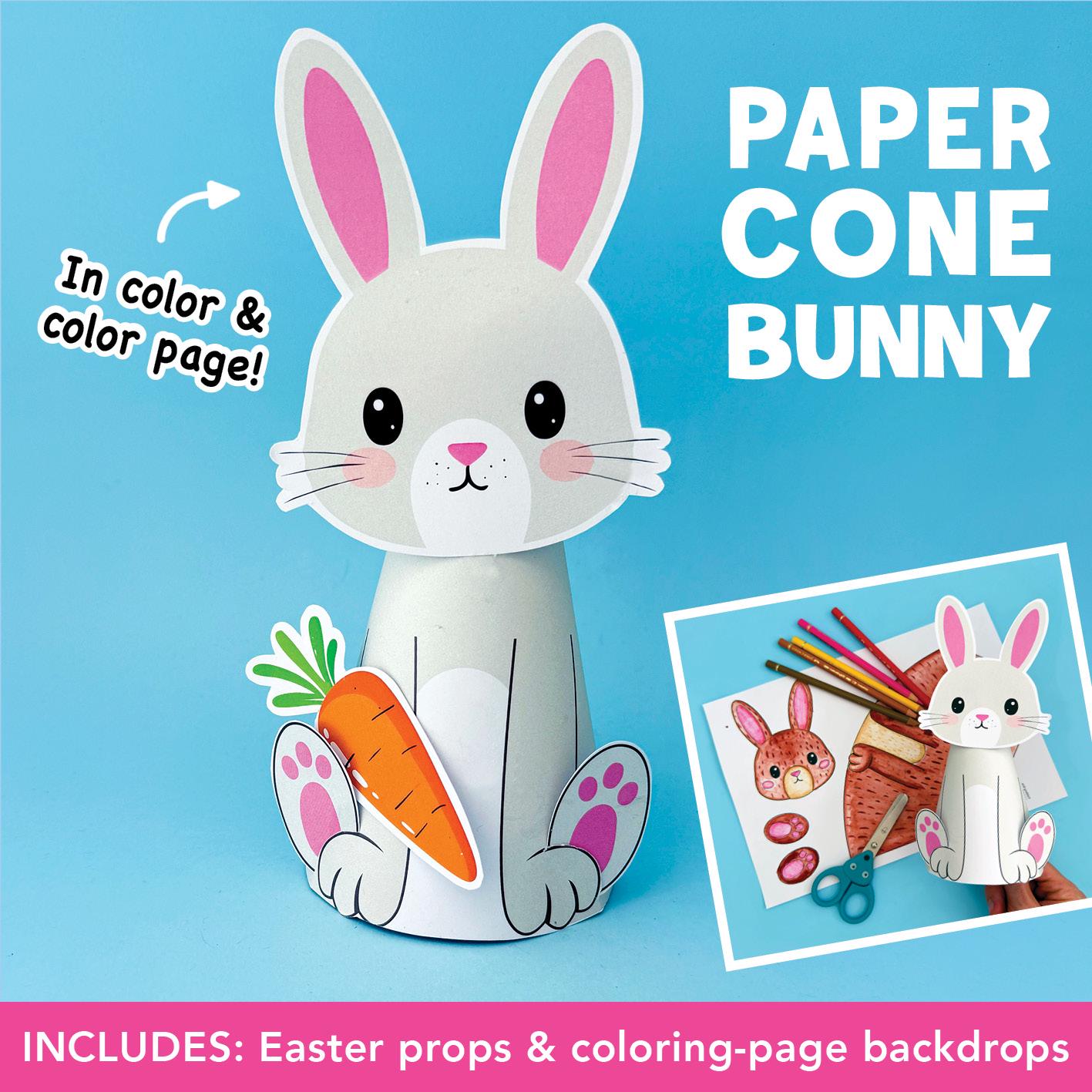Paper Cone Bunny Craft | Easter Craft for Kids | Printable Cut and Glue ...