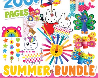 Summer Craft Bundle Kids Low Prep Art Activities Summer Printables Fine Motor Skills Fun Worksheet Coloring Pages Back to School Bundle Kids