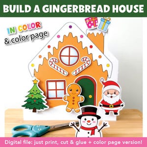 Build A Gingerbread House Low Prep, Fine Motor Skill Printable Christmas Craft for PreK–2