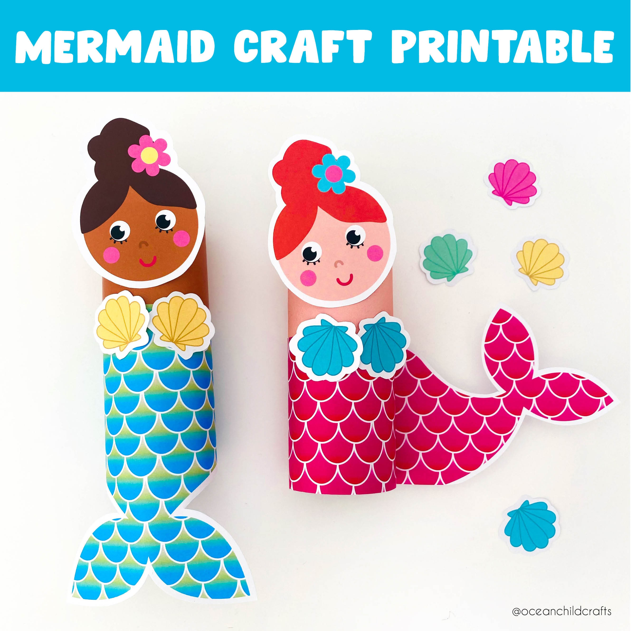 Mermaid Craft Printable Little Mermaid Party Activity Girls Printable  Mermaid Color Page Mermaid Birthday Activity Printable Summer Craft 