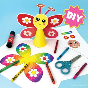 Butterfly Craft Kids Color Page, Printable Spring activity, Butterfly Birthday activity, Classroom Craft Insect Template Montessori Activity