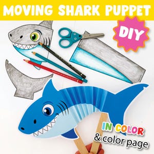 Shark Week Craft Ocean Animal Paper Craft Shark Activity Summer Printable Kids Ocean Day Activity Coloring Page Shark Cut and Glue Template
