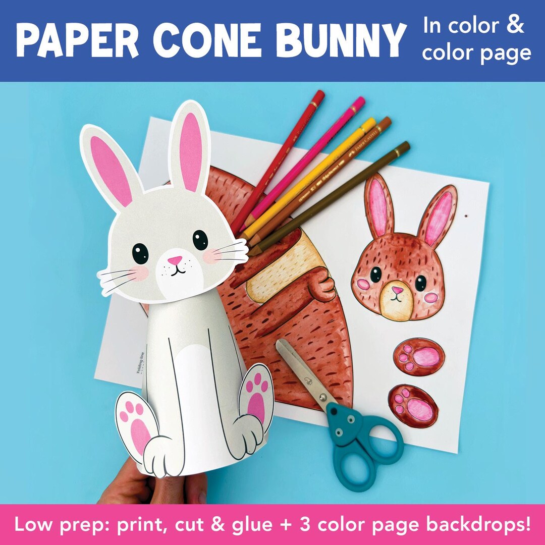 Paper Cone Bunny Craft | Easter Craft for Kids | Printable Cut and Glue ...