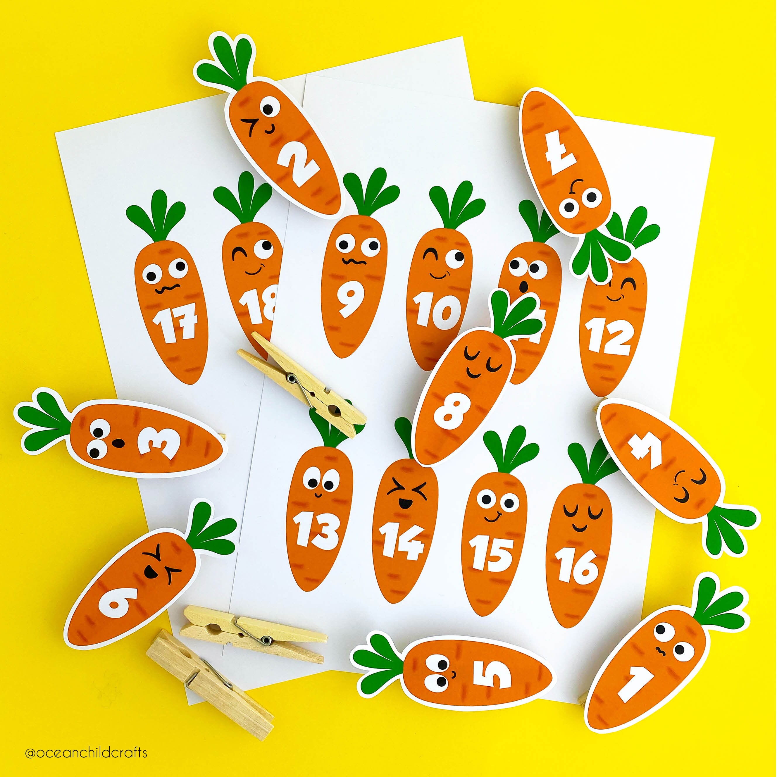 Carrot Number Counting Clip Cards: Preschool Math Activity (digital ...