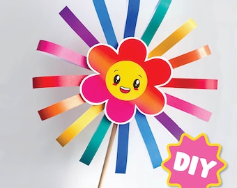 BIG flower craft kids summer craft template Spring flower daycare coloring page kindergarten build a flower printable activity DIY gift mom