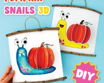 Spaß Halloween Schnecke Handwerk Printable, 3D Kürbis Papier Handwerk, Low Prep Kinder DIY Aktivität, Malseite, Klassenzimmer Kunst Projekt Herbst & Herbst